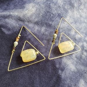 Beaded Geometric Triangle Earrings